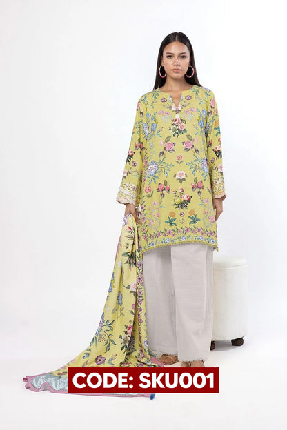 BUY ANY 2 STITCHED 3 PIECES KHADDAR EMBROIDERY SUITS