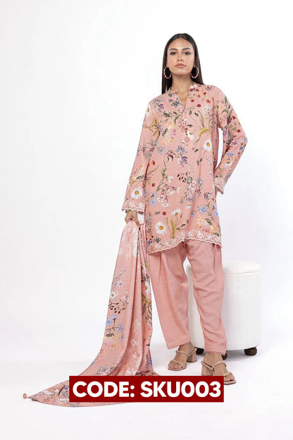 BUY ANY 2 STITCHED 3 PIECES KHADDAR EMBROIDERY SUITS