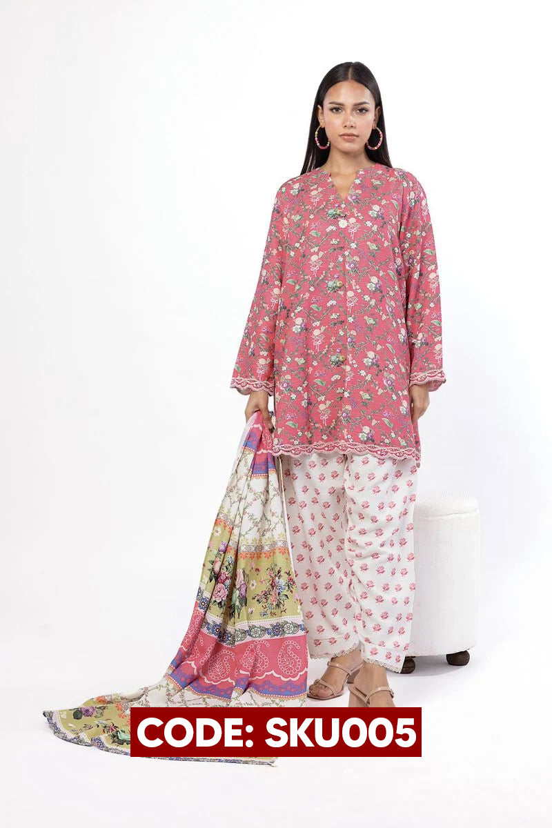 BUY ANY 2 STITCHED 3 PIECES KHADDAR EMBROIDERY SUITS