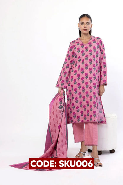 BUY ANY 2 STITCHED 3 PIECES KHADDAR EMBROIDERY SUITS