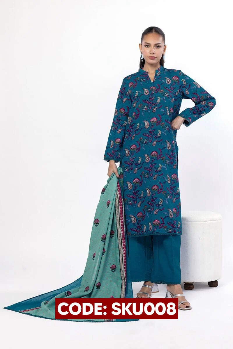 BUY ANY 2 STITCHED 3 PIECES KHADDAR EMBROIDERY SUITS