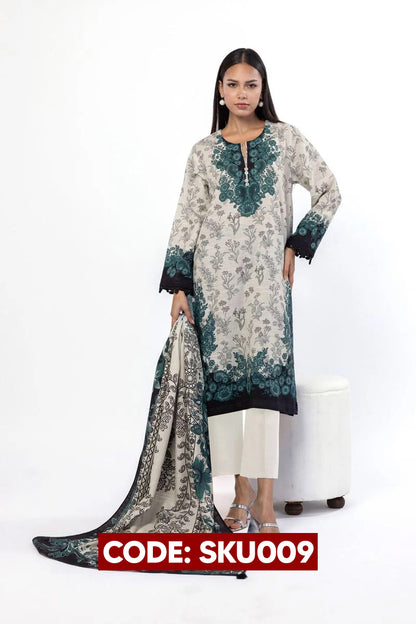 BUY ANY 2 STITCHED 3 PIECES KHADDAR EMBROIDERY SUITS
