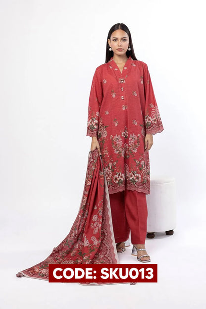 BUY ANY 2 STITCHED 3 PIECES KHADDAR EMBROIDERY SUITS