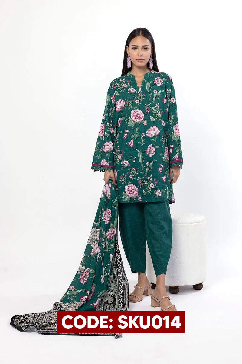 BUY ANY 2 STITCHED 3 PIECES KHADDAR EMBROIDERY SUITS