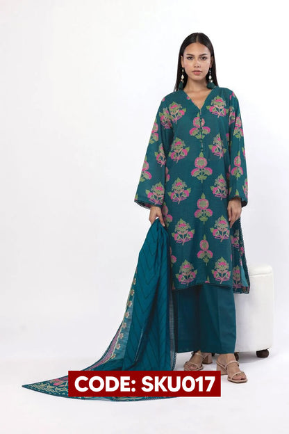 BUY ANY 2 STITCHED 3 PIECES KHADDAR EMBROIDERY SUITS