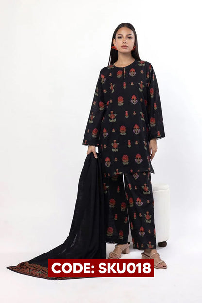 BUY ANY 2 STITCHED 3 PIECES KHADDAR EMBROIDERY SUITS