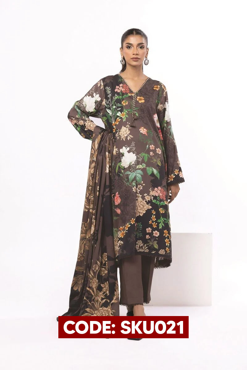 BUY ANY 2 STITCHED 3 PIECES KHADDAR EMBROIDERY SUITS