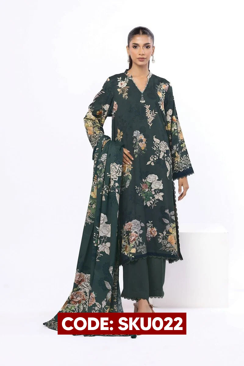 BUY ANY 2 STITCHED 3 PIECES KHADDAR EMBROIDERY SUITS