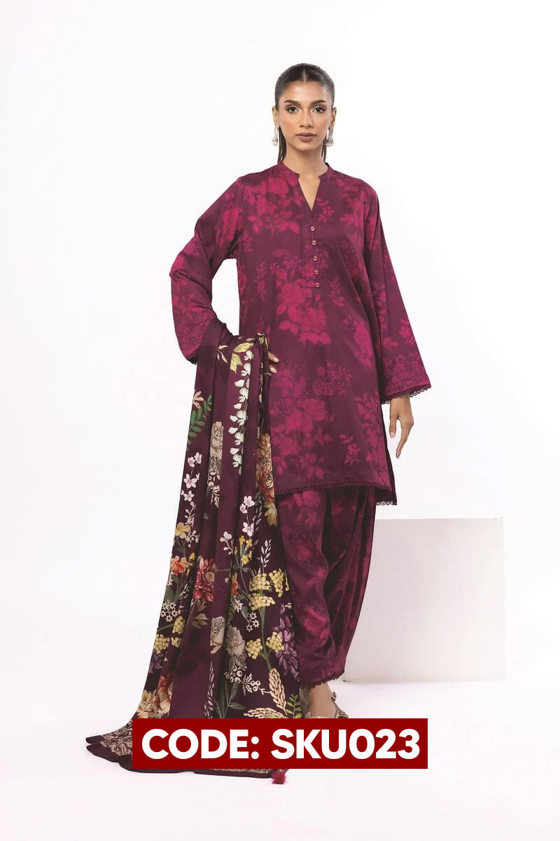 BUY ANY 2 STITCHED 3 PIECES KHADDAR EMBROIDERY SUITS