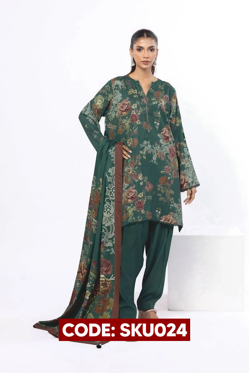 BUY ANY 2 STITCHED 3 PIECES KHADDAR EMBROIDERY SUITS