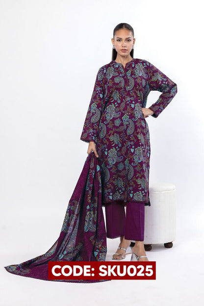 BUY ANY 2 STITCHED 3 PIECES KHADDAR EMBROIDERY SUITS