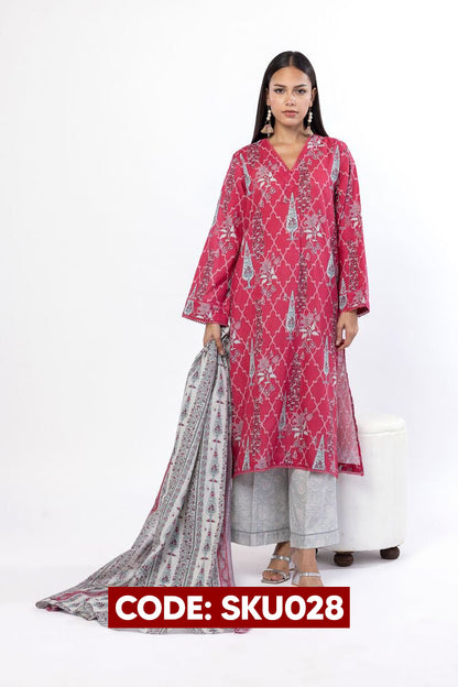 BUY ANY 2 STITCHED 3 PIECES KHADDAR EMBROIDERY SUITS
