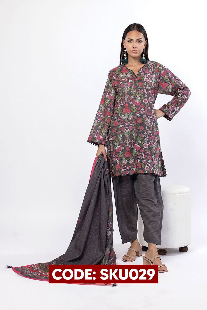 BUY ANY 2 STITCHED 3 PIECES KHADDAR EMBROIDERY SUITS