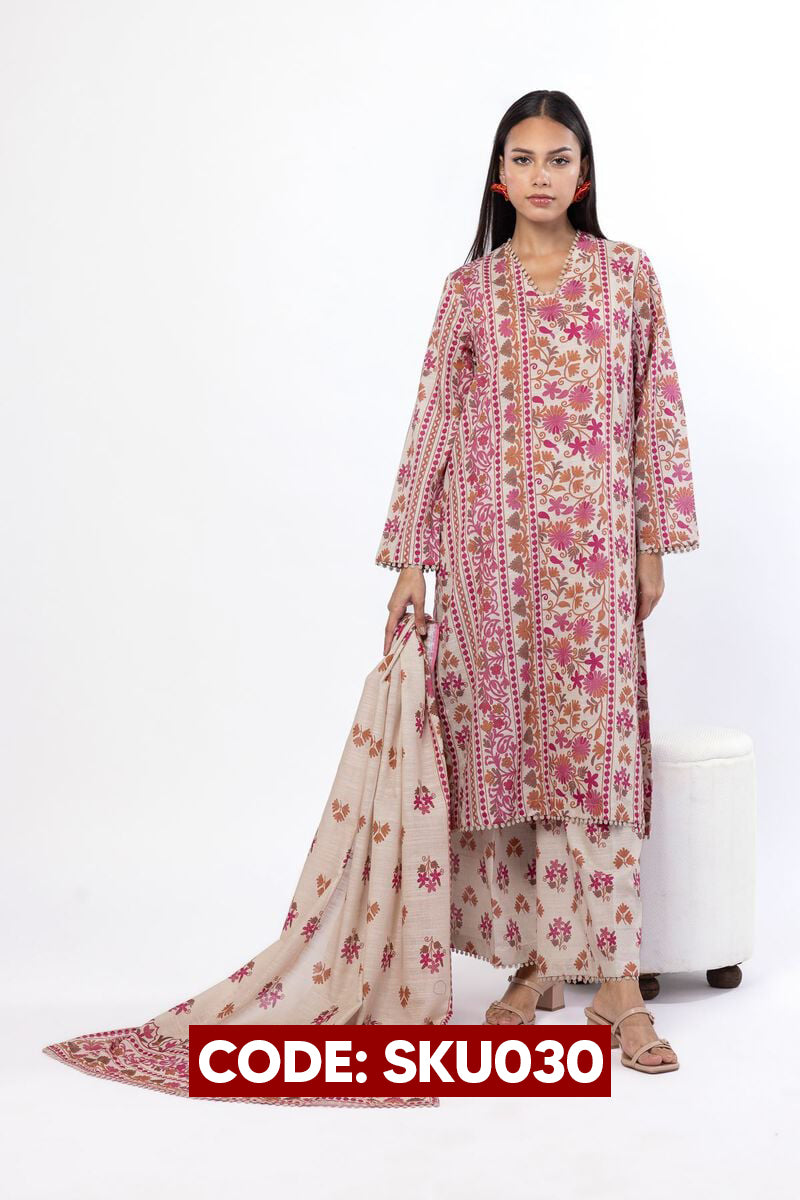 BUY ANY 2 STITCHED 3 PIECES KHADDAR EMBROIDERY SUITS